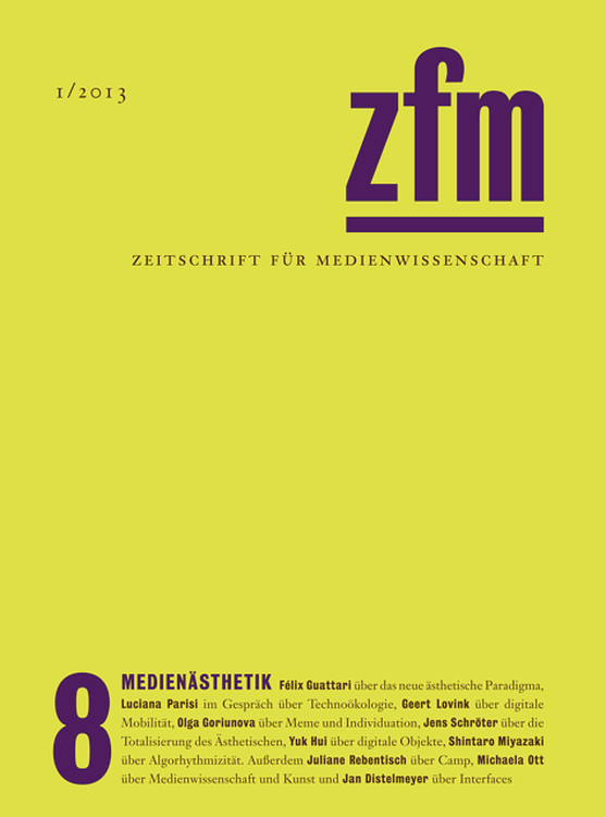 Gesellschaft für Medienwissenschaft (Hg.): Zeitschrift für Medienwissenschaft 8